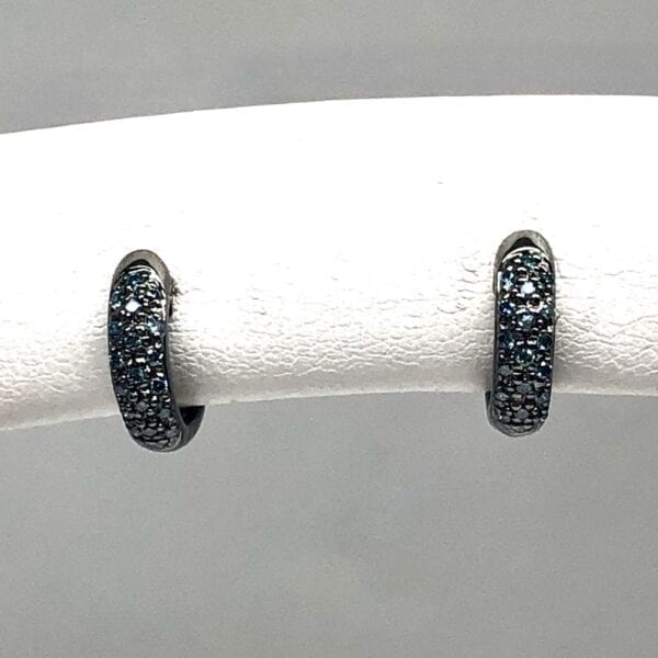 Dark Blue diamond hoop earrings