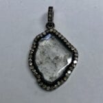 Diamond slice pendant with black border