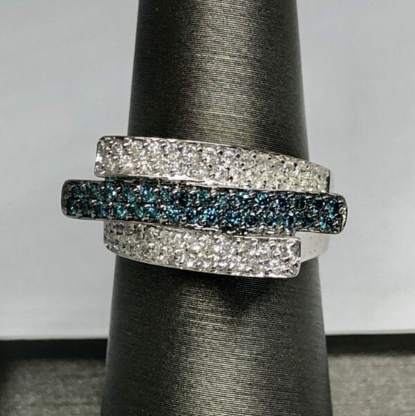 Blue and White diamond ring