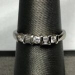 White diamond ring intricate band design