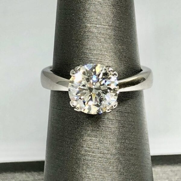 White diamond ring with thick silver band