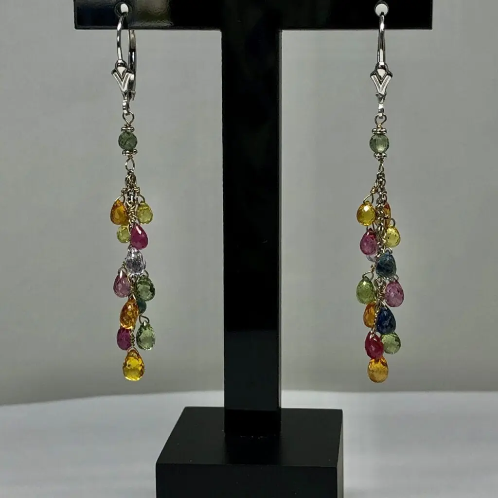 Multi color sapphire earrings