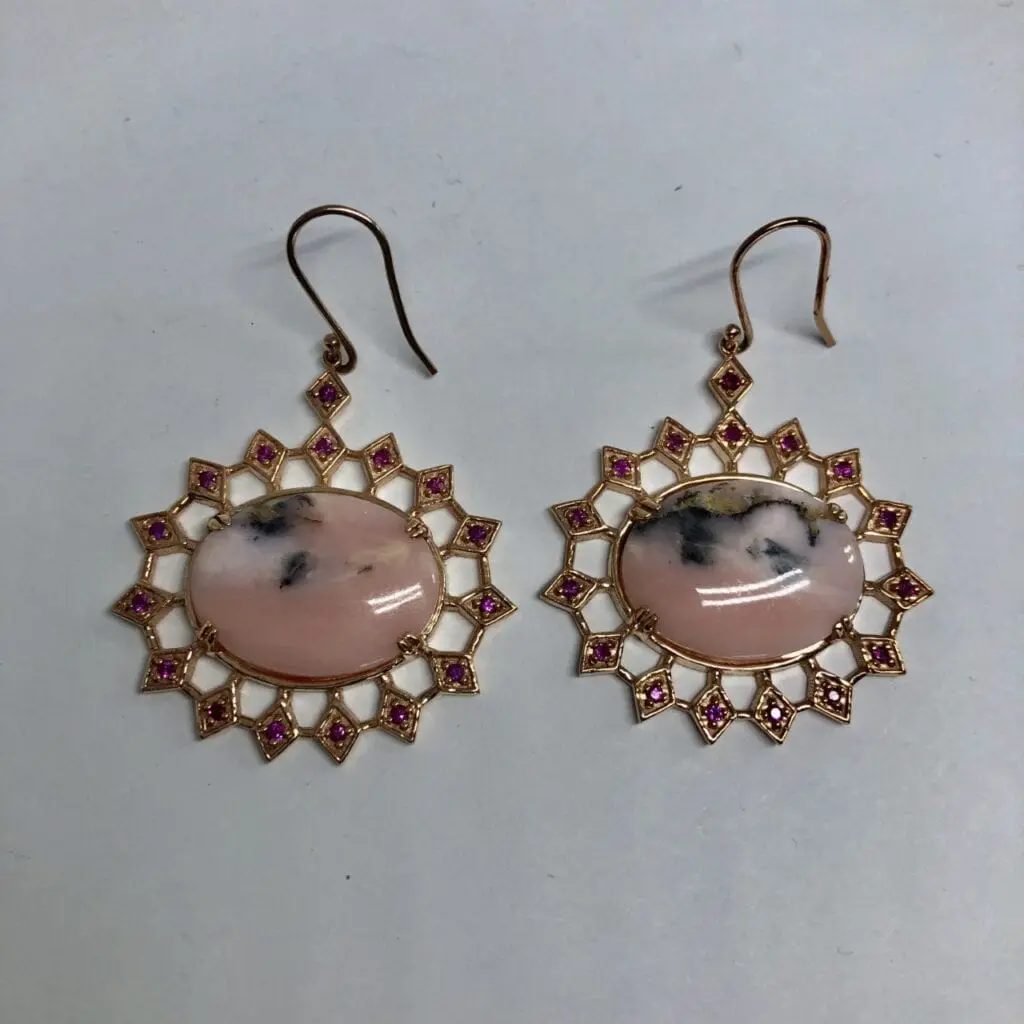 Pink Peruvian opal earrings