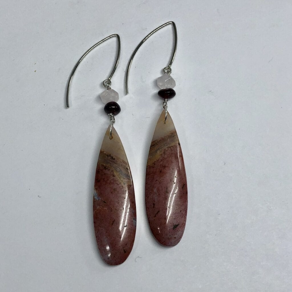 Red agate slice earrings