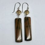 Dark brown and black agate and pyrite earrings