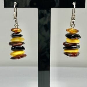 Multi-colored amber slice earrings