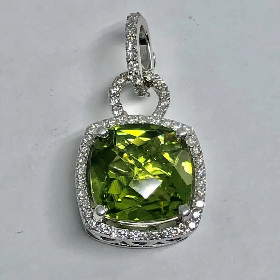peridot and diamond pendant