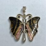 Tourmaline and black spinel butterfly pendant