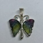   Green tourmaline butterfly pendant