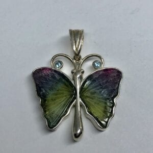   Green tourmaline butterfly pendant