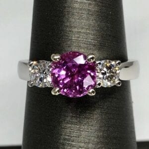 pink sapphire & diamond ring