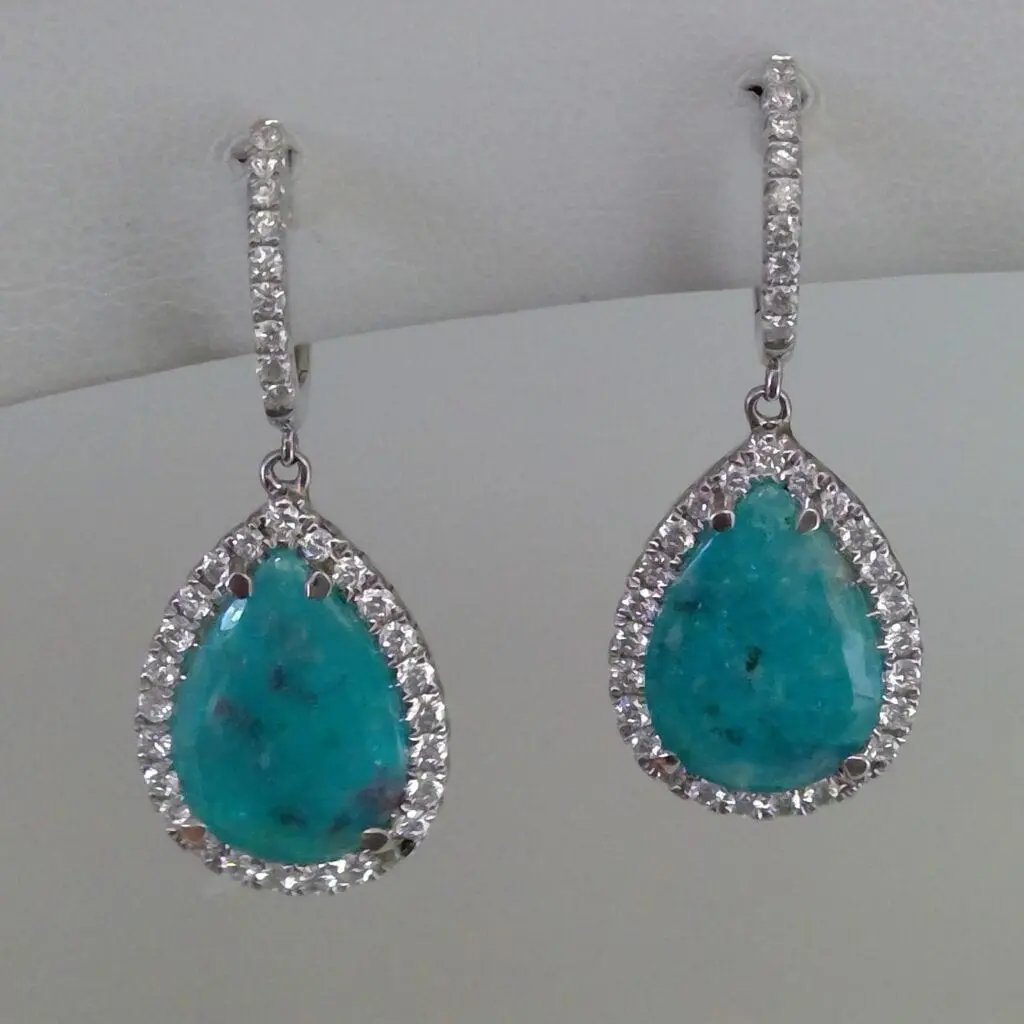 Aquamarine and rhinestone earrings