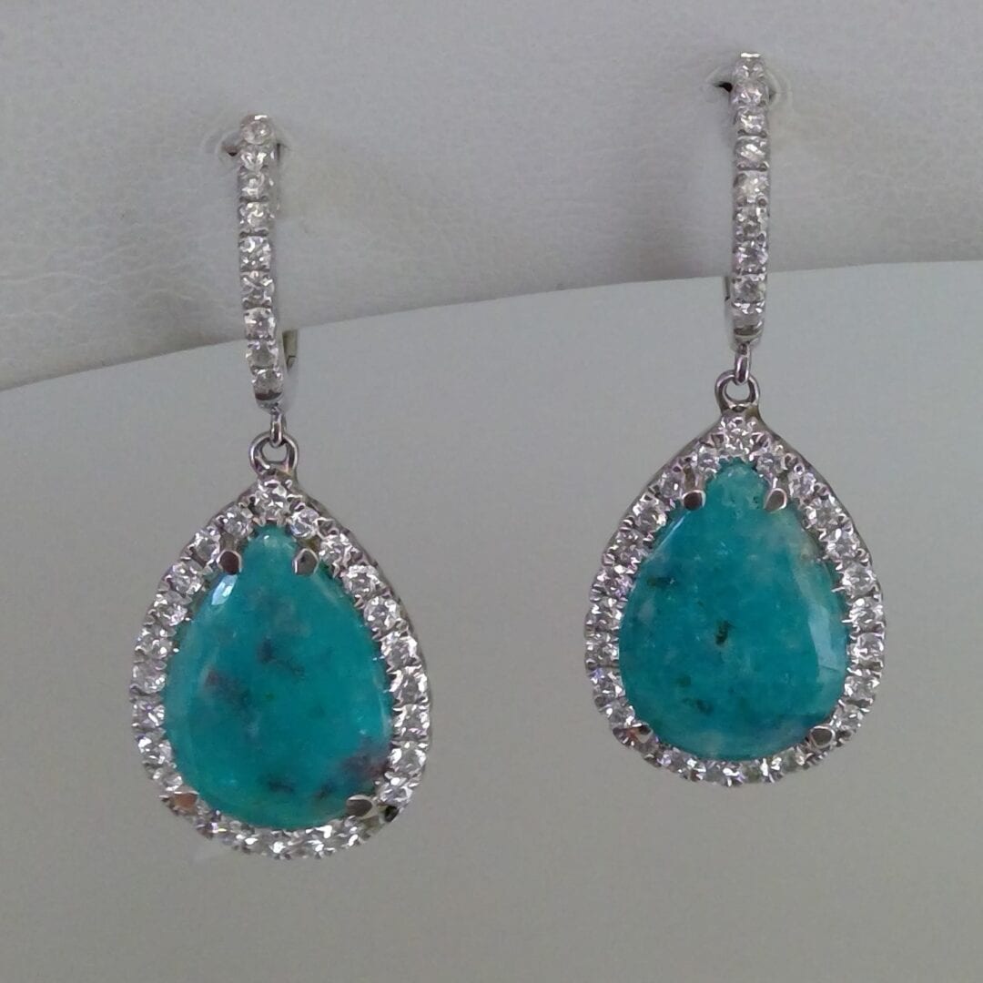 Robert Pelliccia Mozambique and Brazilian Paraiba Tourmaline and Diamond  Earrings